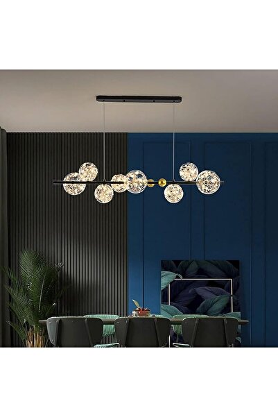 Jiju Candelabru LED Modern 70W Cu 8 Glob Transparent