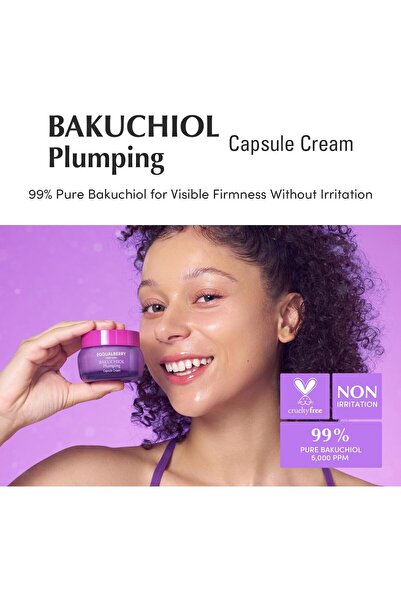 Equal Berry Bakuchiol Plumping Capsule Cream, 99% Pure Bakuchiol, Non-Irritating Facial Moisturizer, 50ml