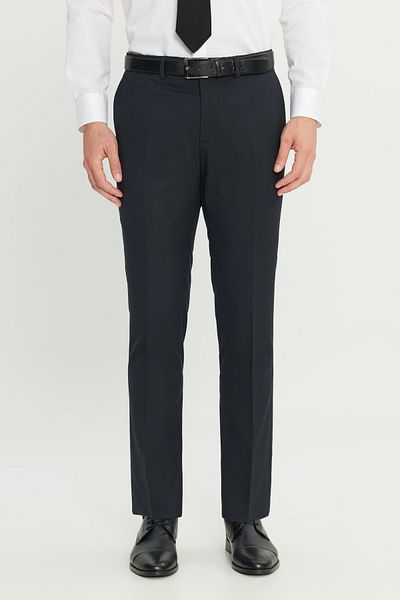 ALTINYILDIZ CLASSICS Men's Navy Blue Woolen Slim Fit Slim Fit Elastic Waist Side Pocket Classic Trousers