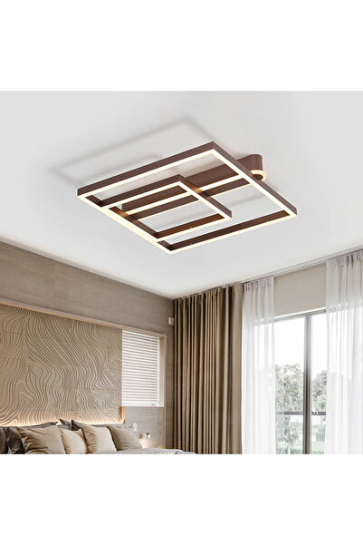 edc Lustra LED pătrate, telecomandă WiFi 64cm Maro 2.4G 3 lumini dimabilă