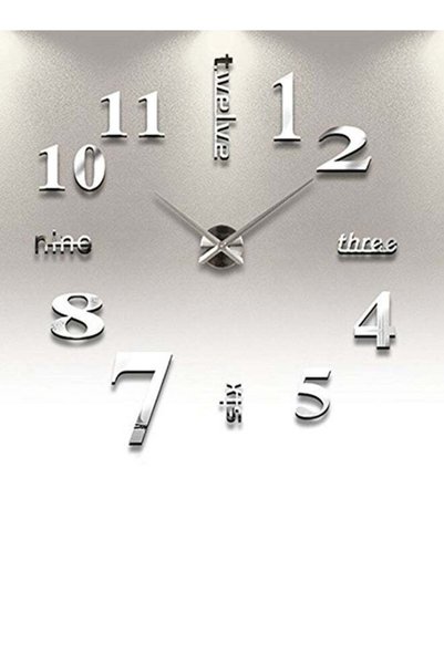 Generic 3D Frameless DIY Wall Clock Silver