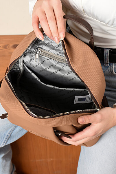 Just Polo EU Original Just Polo 9 Compartment Large Size Women's Backpack 6026 Minkcoffee