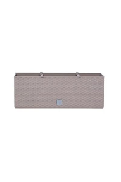 Prosperplast Decorative Planter with Irrigation System, Rattan Imitation, Brown, 30 L