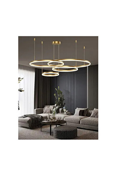 edc GOLD LED chandelier 4 circles 60cm+50cm+40cm+30cm, WiFi 2.4G remote control 3 lights dimmable