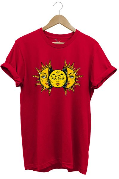 WİDİ Sun Printed 100% Cotton Regular Fit Unisex T-Shirt