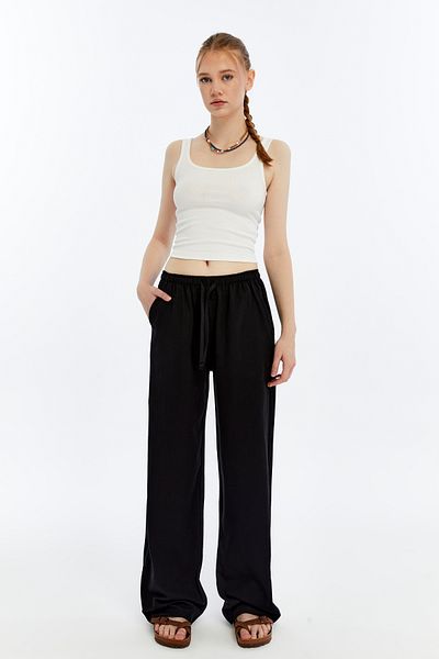 aziso Women's Linen Loose Cut Trousers