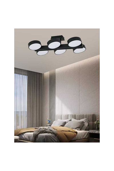 Sueva Black LED Chandelier 6x12w With 2.4G WiFi Remote Control, 3 Dimmable Lights