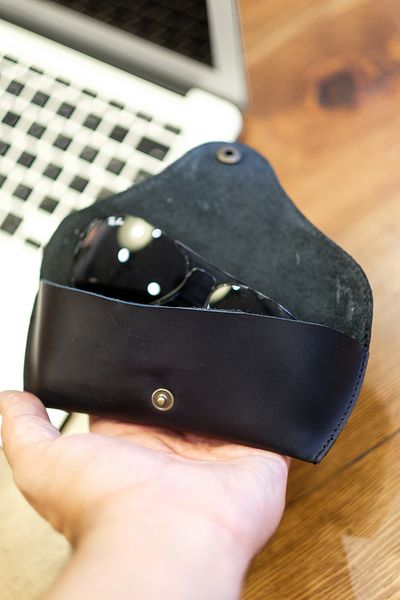 naft Beylik - Real Leather Glasses Case - Black Color