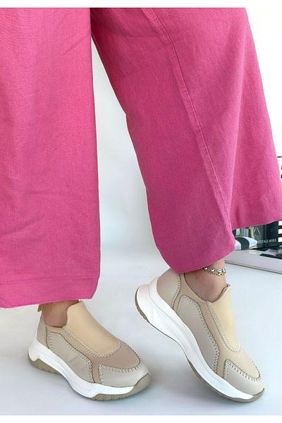 pabucmarketi Beige Stretch Women's Sports Shoes