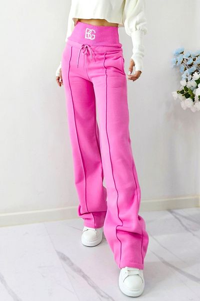 FashionForYou BG ChiLL women's padded pants, casual flared cut, Pink, L