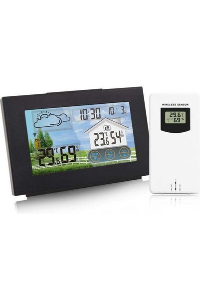 Generic Multifunctional Alarm Clock with Wireless Sensor Black 16.00 X 6.00 X...