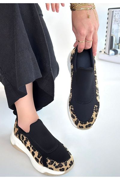 pabucmarketi Leopard Suede Stretch Women's Sports Shoes