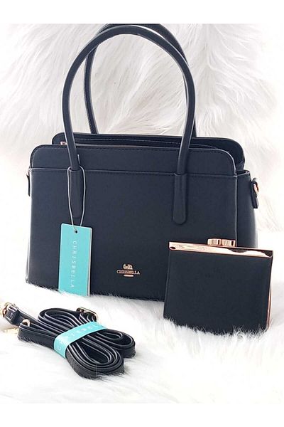 Chrisbella Crisbella Women's Leather Bag with Wallet - Black
