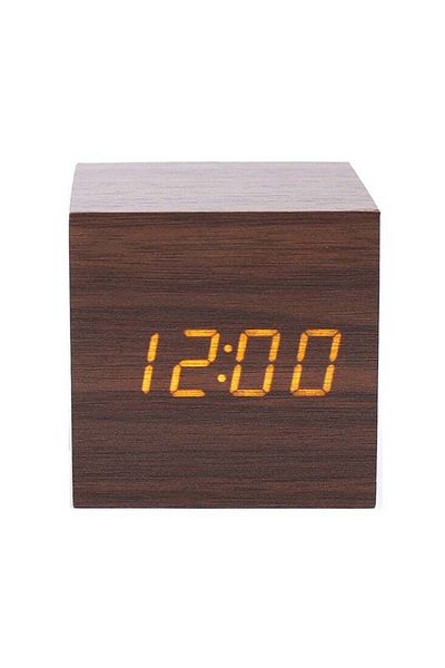 Generic Minimalist Wooden LED Alarm Clock - Voice Control Night Light Desk Clock for Students & Kids | Sile