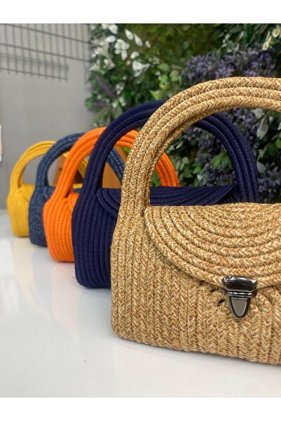 MaVaux Straw Portfolio Bag with Soft Accessories