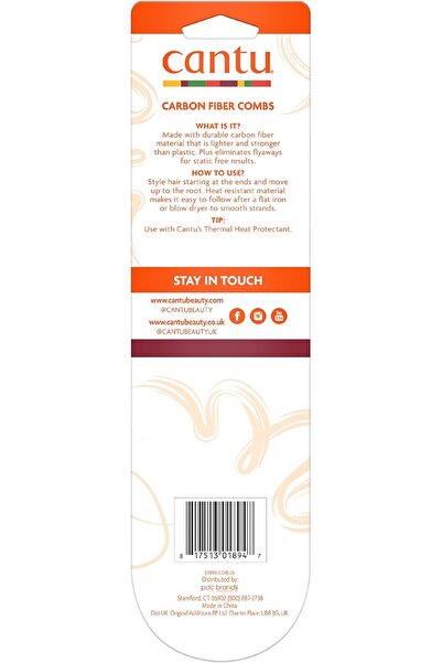 Cantu Heat- and Chemical-Resistant Carbon Fiber Combs, Pack of 2