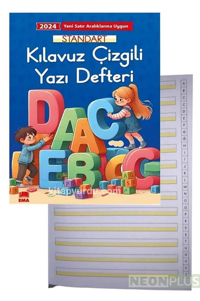 NEON PLUS Yeni Müfradat Güzel Yazı Defteri A4 19x27 cm 24 Yaprak 1 Adet Standart Kılavuz Çizgili Yazı Defteri