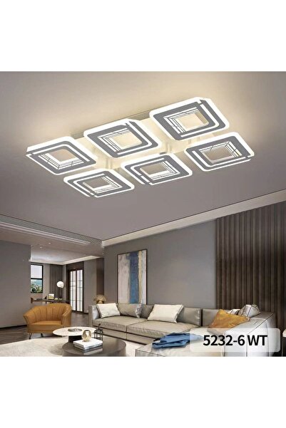 Jiju LED chandelier square, WiFi remote control 64cm White/grey 2.4G 3 lights dimmable