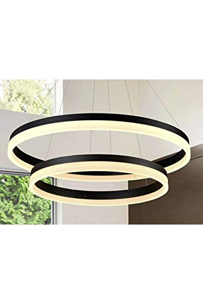 Sueva Black LED chandelier 2 circles, 2.4G WiFi remote control 3 lights dimmable