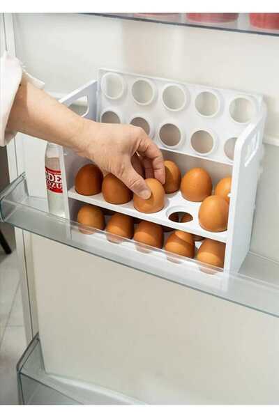 Se Yank Haus Egg Organizer Refrigerator Egg Cup Organizer 30-Piece 3-Tier Shelf Egg Cup