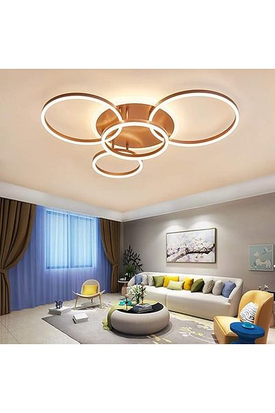 Jiju JIJU® LED chandelier brown 360W, 4 circles 60+50+40+30 cm, WiFi, 3 dimmable lights