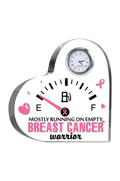Generic PRINTSHOP4ME BreastCancer Awareness Heart-Shaped Crystal With Clock-Gifts For BreastCancer-Pink Can