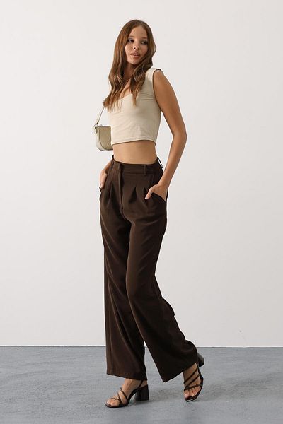 VAGGON Double Pleated Palazzo Trousers