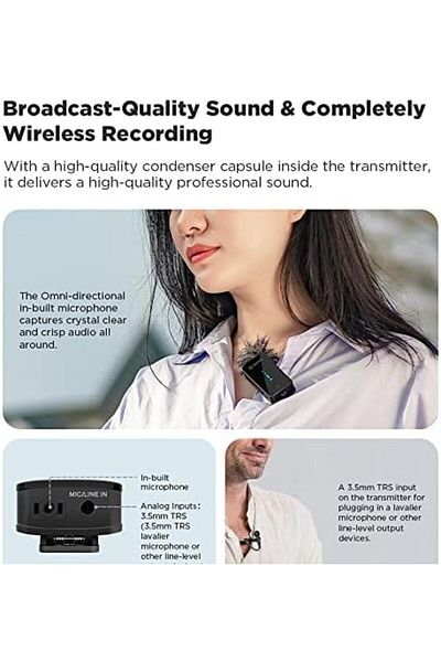 BOYA Wireless Lavalier Microphone BY-XM6 K1 from XM6 K1 2.4G, Professional Microphone with Rechargeable C