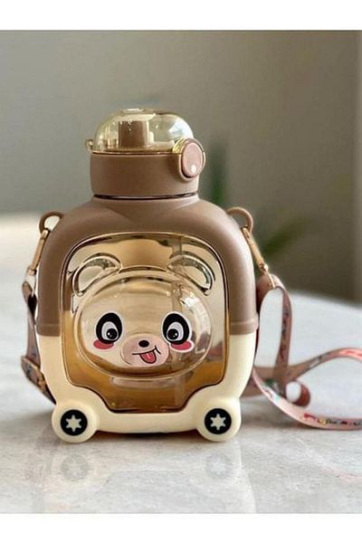 ÇEÇEN HOME Kindergarten-Primary School Boy's Water Bottle with Cute Teddy Bear Figure Suitcase Look, Boy's Water Bottle-Water Bottle