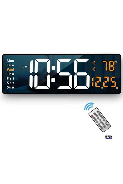 Generic TIGER 16.2-Inch Digital Wall Clock | Large LED Display with Remote Control | Auto Brightness Dimmer