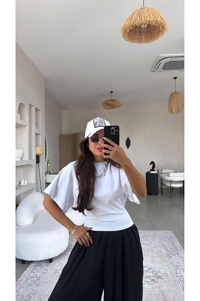 Buket Teke White Bat Sleeve Cotton Cool Tshirt