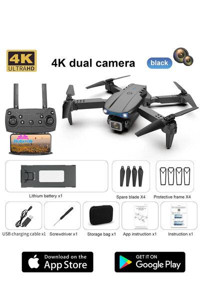 hediyecik Pro Drone 4K Kamera WiFi 1080P HD Çift Kameralı Katlanabilir Drone