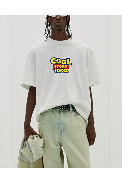 '' Cool Story Bro'' Baskılı Oversize Unisex Minimal Baskılı T-shirt
