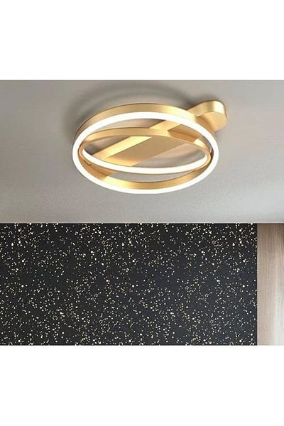 Jiju JIJU® Golden LED chandelier 2 circles, brown WiFi 2.4G remote control, 3 lights dimmable