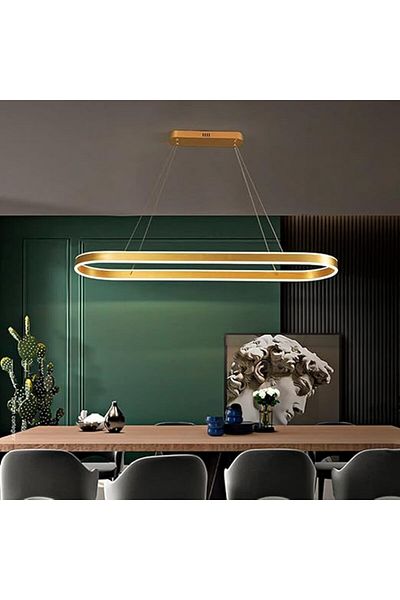 LightPlanet Minimalist LED chandelier Gold, 2.4G WiFi remote control 3 lights dimmable