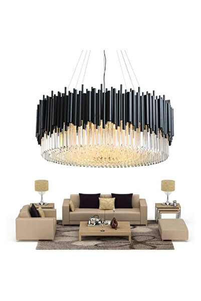 Jiju Candelabru JIJU® de cristal Negru pe lant 7xE14/40W/230V