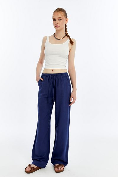 aziso Women's Linen Loose Cut Trousers