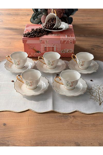 Meri Ev Gereçleri Ni̇nova Turkish Coffee Set for 6 People 12 Pieces