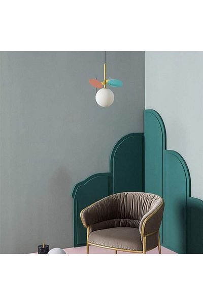 edc Colored Chandelier On Cable With Matte Globe G9x1