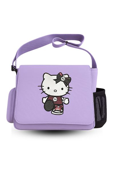 Toum Hello Kitty Goth Printed Unisex Green Messenger Bag