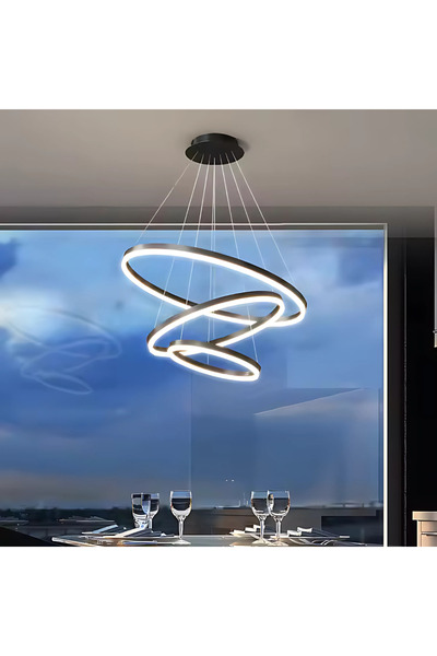 Alista Home PAGANO 46 W LED Pendant Chandelier, Cold/Warm/Neutral Light, Dimmable, Black, Adjustable Height