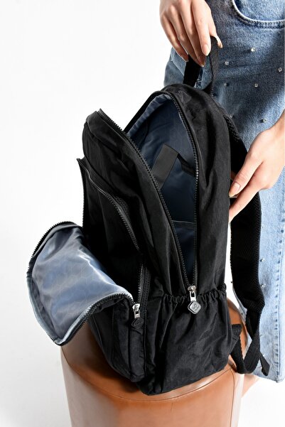 H&D COLLECTİON Waterproof Imported Crinkle Fabric School Business and Travel Backpack with Laptop Compartment