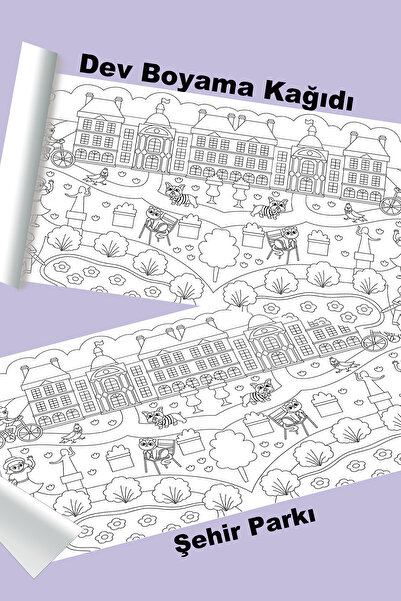 metafortoys Şehir Parkı Dev Boyama Kağıdı 2.5 metre x 62 cm Kağıt Aktivite Ru...