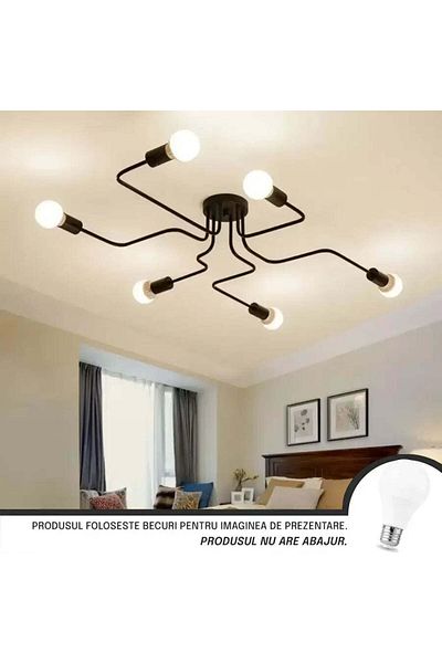 Alista Home Lustra MODERNIST Hexa 6, 6 x E 27, Negru, Design Modern