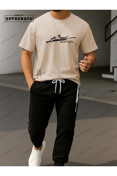EFFRENATU Trendy Clothing American City Print Bottom Top Tracksuit Suit Oversize Crew Neck