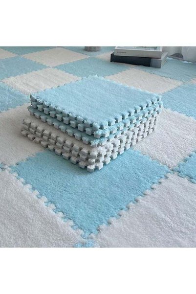 Generic 12Pcs Interlocking Foam Mats, Fluffy Carpet Tiles, Plush Area Rug, Sq...