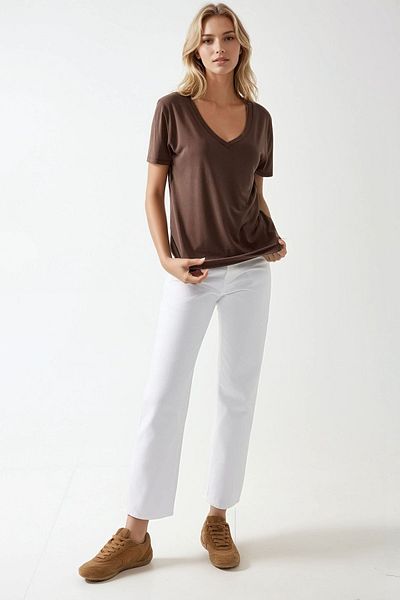 Hiccup Soft Touch V Neck Short Sleeve Modal Blend T-Shirt