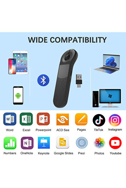 OEM Mouse wireless multifunctional, prezentari PPT, scroll TikTok, pentru PC, Mac, Android, iOS, Negru