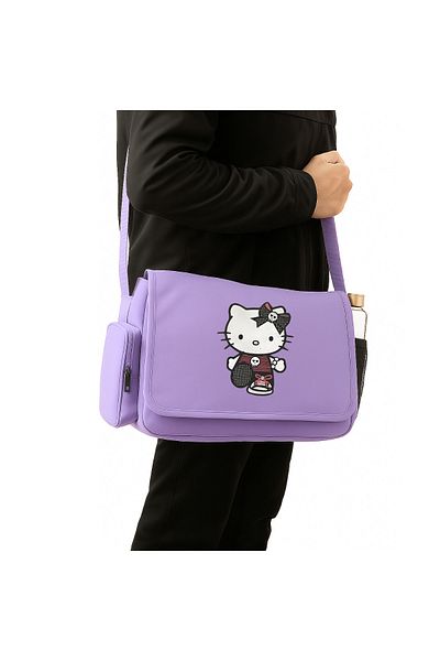 Toum Hello Kitty Goth Printed Unisex Green Messenger Bag