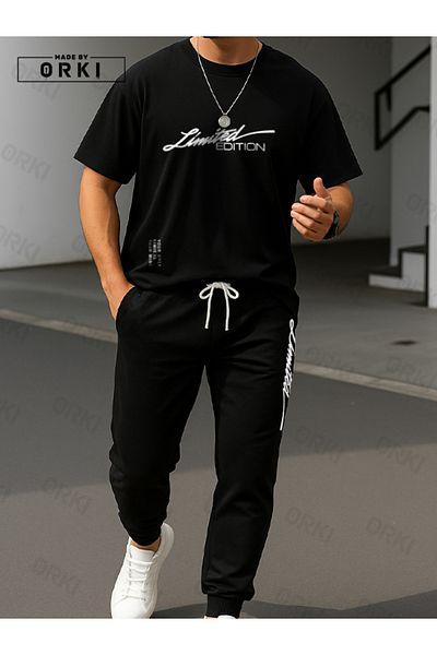 EFFRENATU Trendy Clothing American City Print Bottom Top Tracksuit Suit Oversize Crew Neck